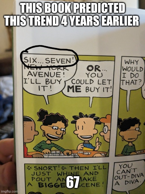 This Book predicted the trend | THIS BOOK PREDICTED THIS TREND 4 YEARS EARLIER; 67 | image tagged in this book predicted the trend | made w/ Imgflip meme maker