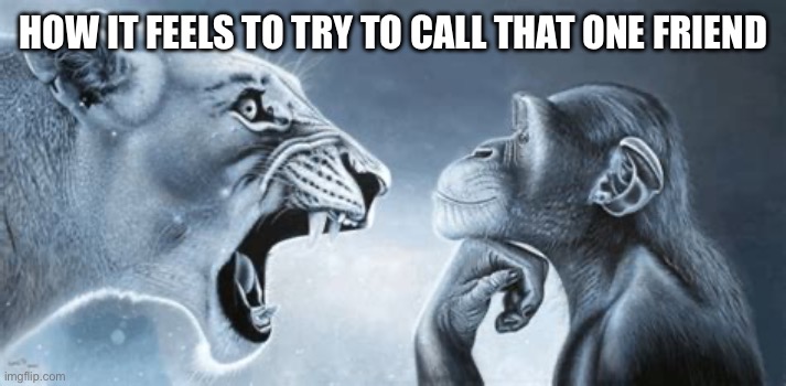 Bro you have 12hr screen time YOU CAN PICK UP THR PHONE | HOW IT FEELS TO TRY TO CALL THAT ONE FRIEND | image tagged in tiger yell at pondering monkey,ragebait | made w/ Imgflip meme maker