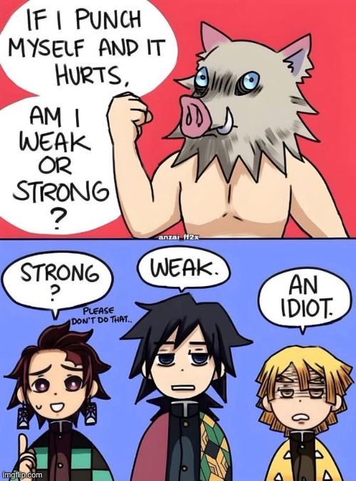 image tagged in demon slayer,inosuke,tanjiro,giyu,zenitsu | made w/ Imgflip meme maker