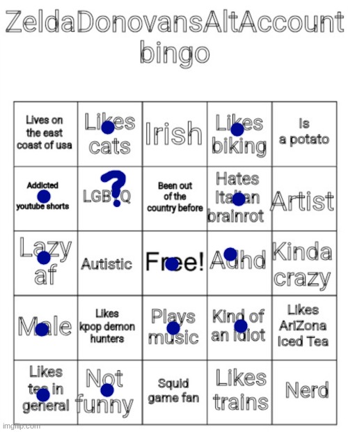 ZeldaDonovansAltAccount bingo | image tagged in zeldadonovansaltaccount bingo | made w/ Imgflip meme maker