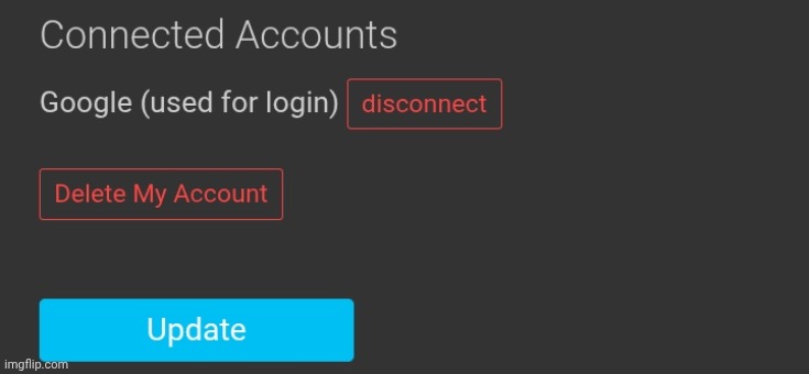 devs put a "connected accounts" section | made w/ Imgflip meme maker
