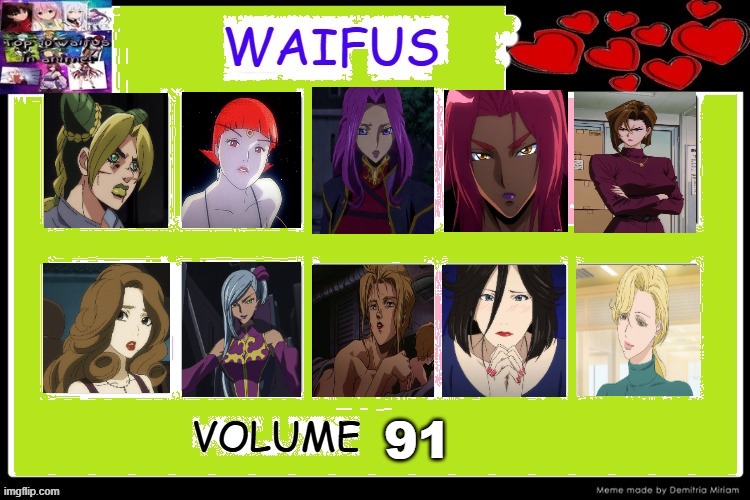waifus volume 91 | 91 | image tagged in 10 waifus,waifus,anime,leading ladies,animeme,sexy women | made w/ Imgflip meme maker