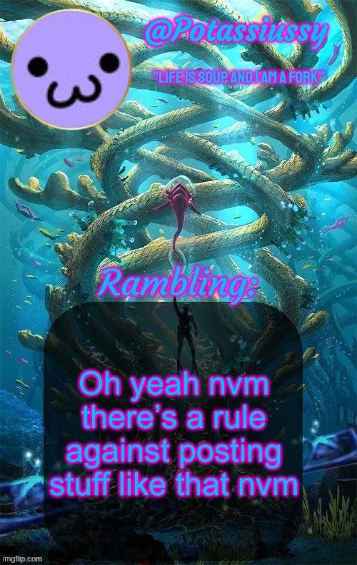 Another shitty announcement template | Oh yeah nvm there’s a rule against posting stuff like that nvm | image tagged in another shitty announcement template | made w/ Imgflip meme maker