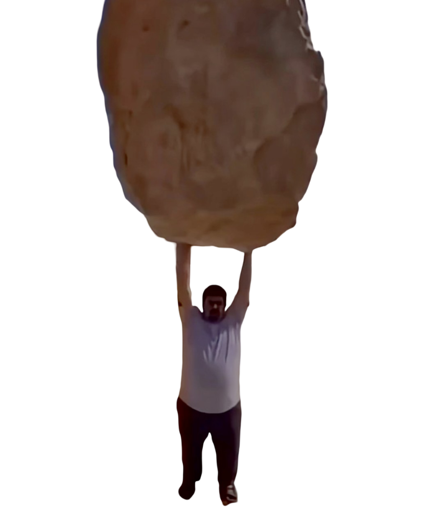 Man with rock Blank Meme Template