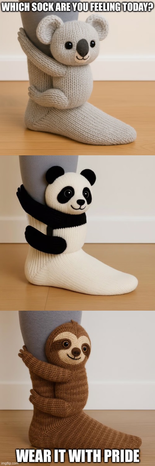 Wear it with pride | WHICH SOCK ARE YOU FEELING TODAY? WEAR IT WITH PRIDE | image tagged in pride,socks,animals,cute | made w/ Imgflip meme maker