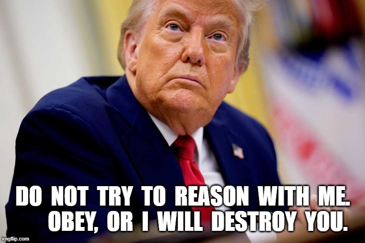 Answer not a fool according to his folly | DO  NOT  TRY  TO  REASON  WITH  ME.        OBEY,  OR  I  WILL  DESTROY  YOU. | made w/ Imgflip meme maker