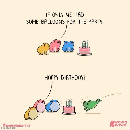 image tagged in frogs,birthday,party,birthday party,balloons,happy birthday | made w/ Imgflip meme maker