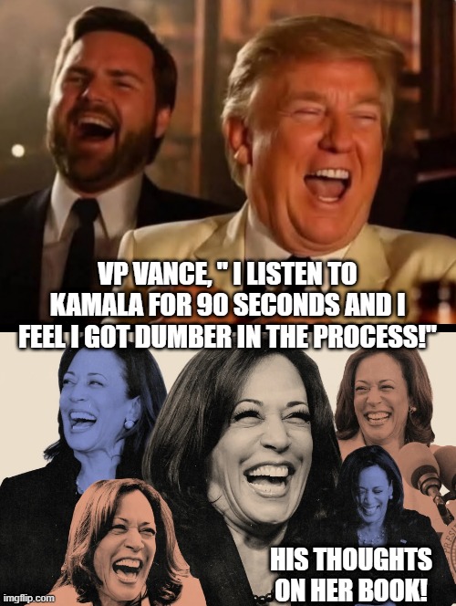 I got Dumber! | VP VANCE, " I LISTEN TO KAMALA FOR 90 SECONDS AND I FEEL I GOT DUMBER IN THE PROCESS!"; HIS THOUGHTS ON HER BOOK! | image tagged in dumb and dumber | made w/ Imgflip meme maker