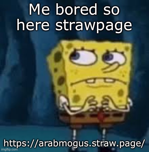 Nervous SpongeBob | Me bored so here strawpage; https://arabmogus.straw.page/ | image tagged in nervous spongebob | made w/ Imgflip meme maker