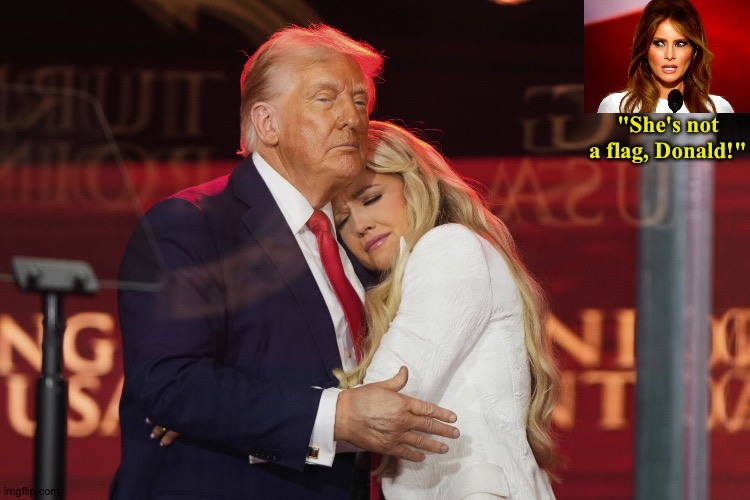 Erika Kirk and Trump | "She's not a flag, Donald!" | image tagged in erika kirk and trump | made w/ Imgflip meme maker