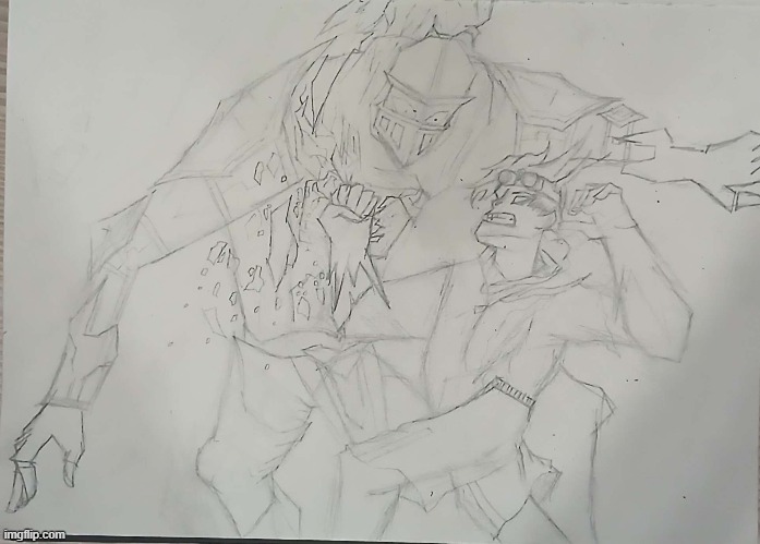 just a work in progress of my oc getting his shi rocked by Sketchy | made w/ Imgflip meme maker
