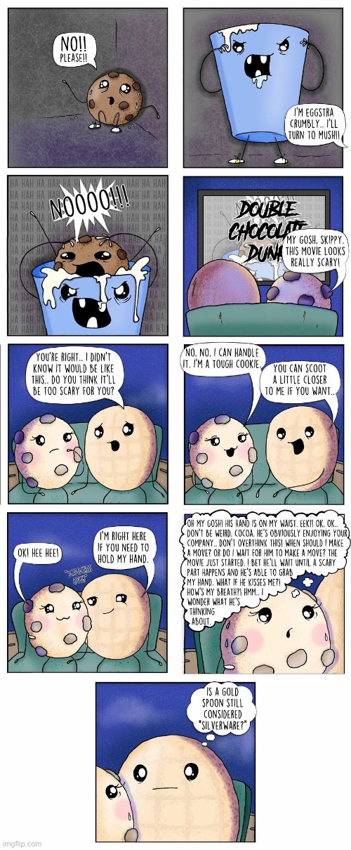 image tagged in comics,cookies,movie theater,horror movie,mixed signals | made w/ Imgflip meme maker