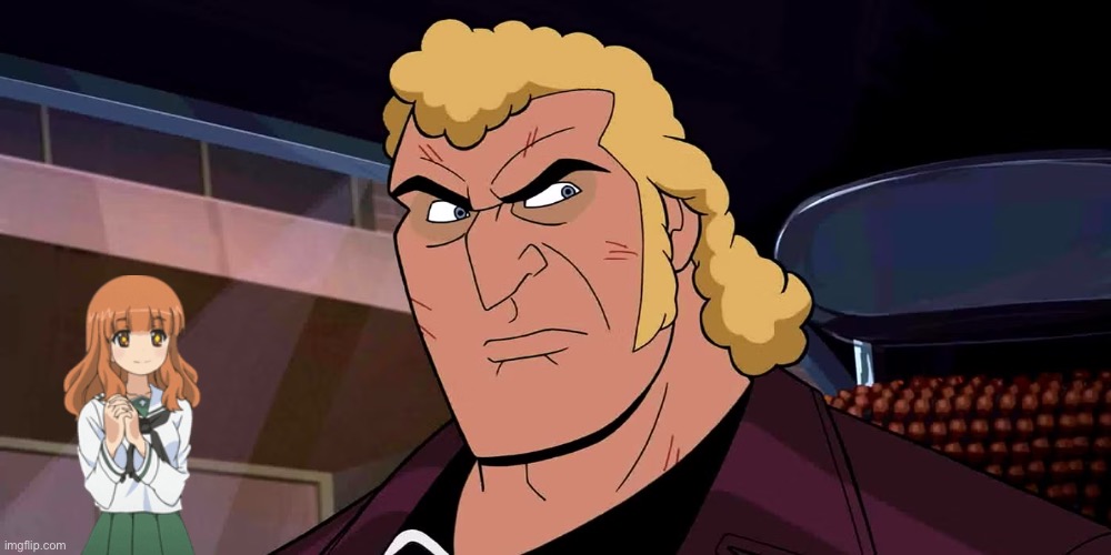 Saori Crushing on Brock Samson | image tagged in girls und panzer,venture bros,girls und venture,parody,meme,crossover | made w/ Imgflip meme maker