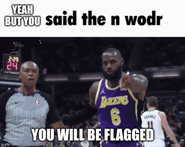 He said the n wodr | YEAH BUT YOU YOU WILL BE FLAGGED | image tagged in he said the n wodr | made w/ Imgflip meme maker