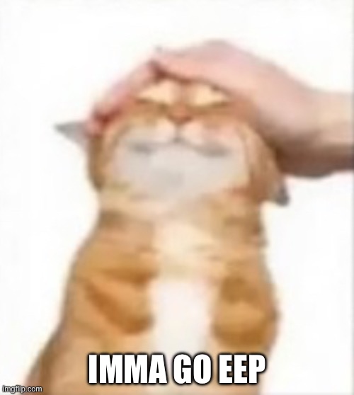 Cat being petted | IMMA GO EEP | image tagged in cat being petted | made w/ Imgflip meme maker