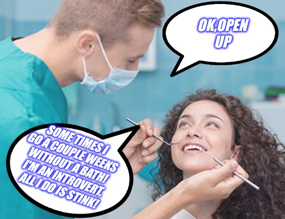 OK,OPEN UP; SOME TIMES I GO A COUPLE WEEKS WITHOUT A BATH! I'M AN INTROVERT, ALL I DO IS STINK! | made w/ Imgflip meme maker