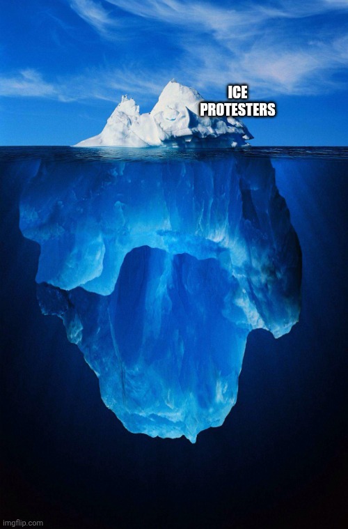 iceberg | ICE PROTESTERS | image tagged in iceberg | made w/ Imgflip meme maker