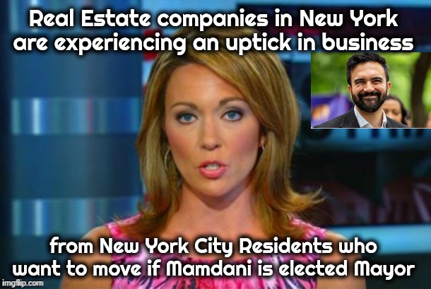 The Great Exodus | Real Estate companies in New York are experiencing an uptick in business; from New York City Residents who want to move if Mamdani is elected Mayor | image tagged in real news network,new york city,we're all doomed,democratic socialism,good for politicians,politicians suck | made w/ Imgflip meme maker