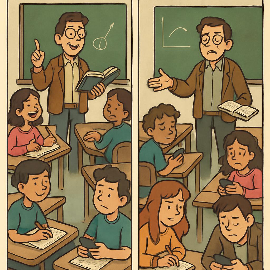 Imagen 1 (Expectativa): Un profesor dando clase con estudiantes Blank Meme Template