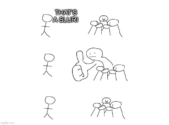 ok nobody cares | THAT'S A SLUR! | image tagged in ok nobody cares | made w/ Imgflip meme maker