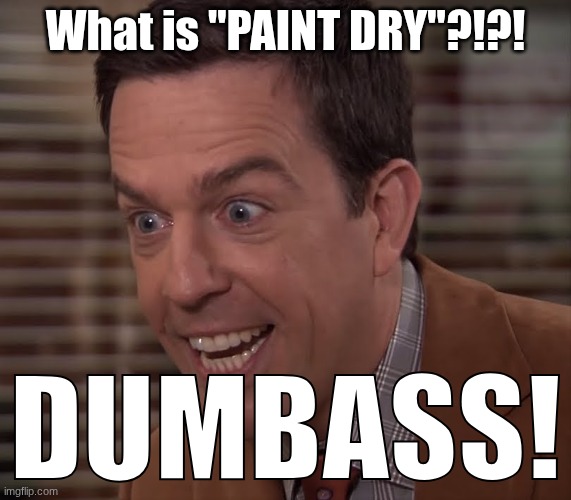 DUMBASSSS | What is "PAINT DRY"?!?! DUMBASS! | image tagged in dumbassss | made w/ Imgflip meme maker