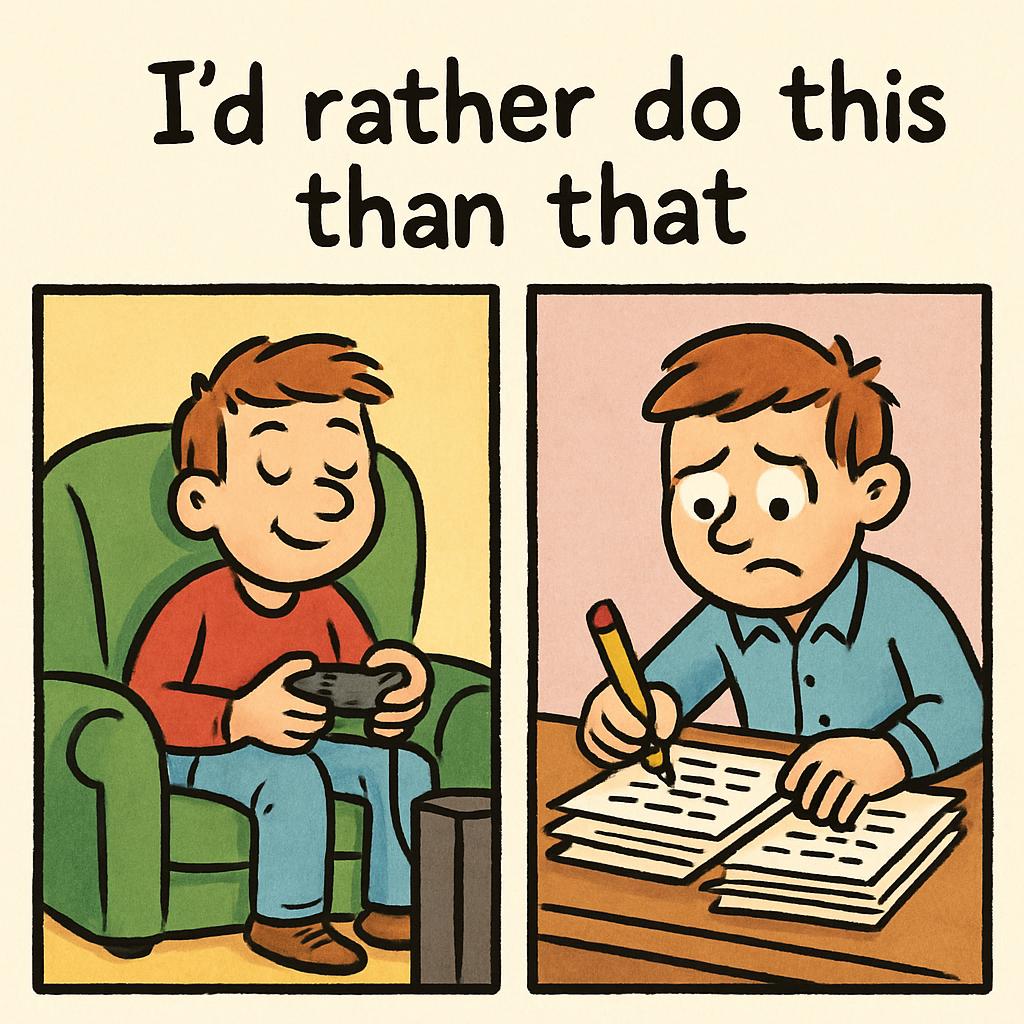 High Quality I'd rather do this than that Blank Meme Template