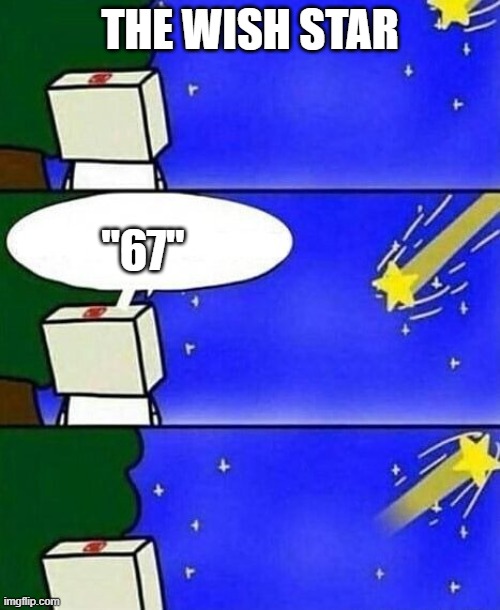 So annoing | THE WISH STAR; "67" | image tagged in falling star wish desire disappointment | made w/ Imgflip meme maker