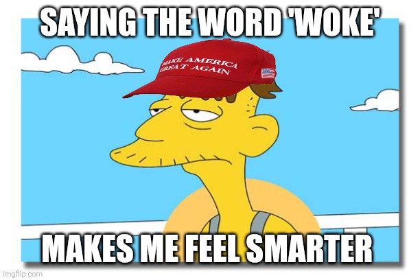 Oh, look. It's Cletus. | SAYING THE WORD 'WOKE' MAKES ME FEEL SMARTER | image tagged in oh look it's cletus | made w/ Imgflip meme maker