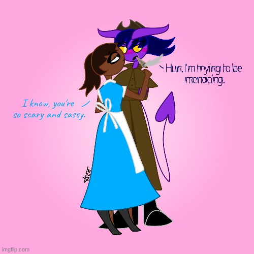 Everest and Louise | image tagged in dnd,ocs,lesbians | made w/ Imgflip meme maker