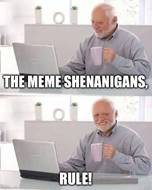 Yahay | THE MEME SHENANIGANS, RULE! | image tagged in memes,hide the pain harold | made w/ Imgflip meme maker