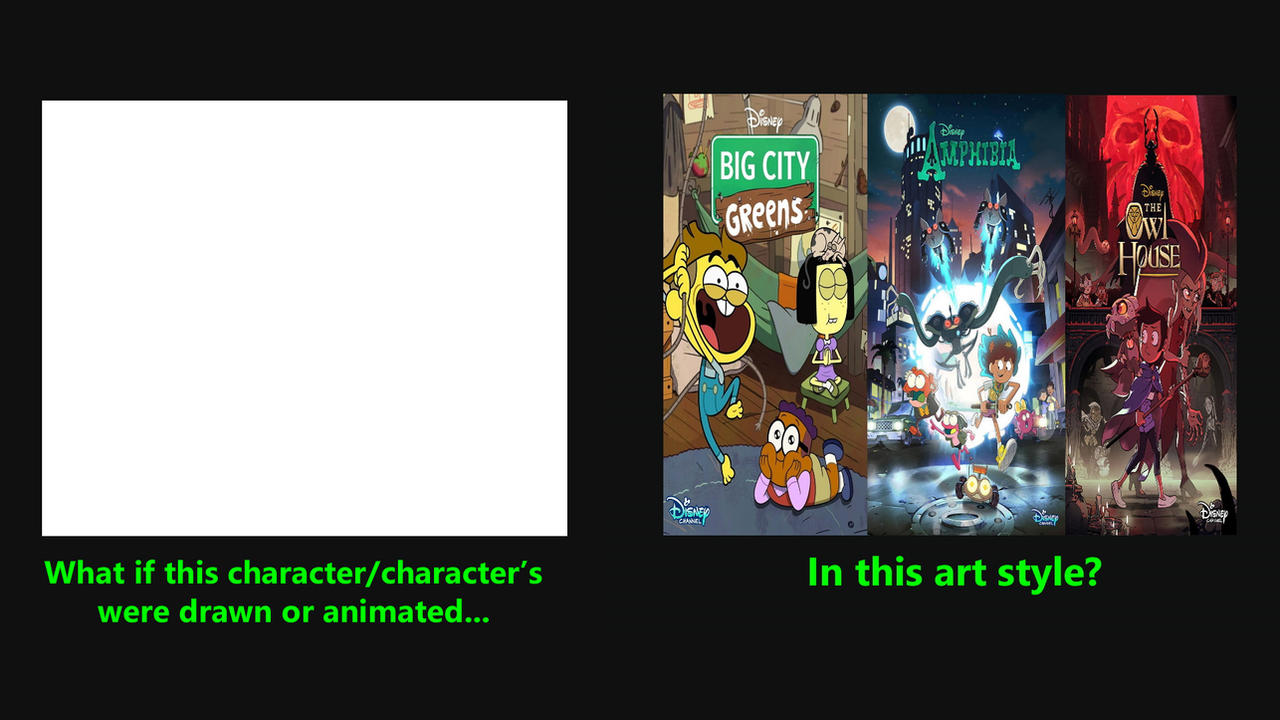 What if a Character Drawn in 3 Other Disney Shows Blank Meme Template