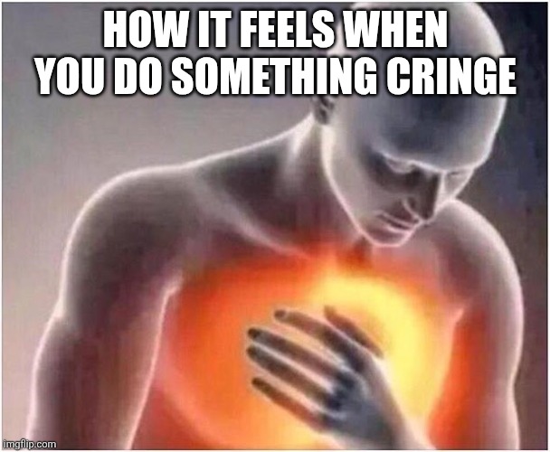 Why does it feel like that | HOW IT FEELS WHEN YOU DO SOMETHING CRINGE | image tagged in heart burn,cringe | made w/ Imgflip meme maker