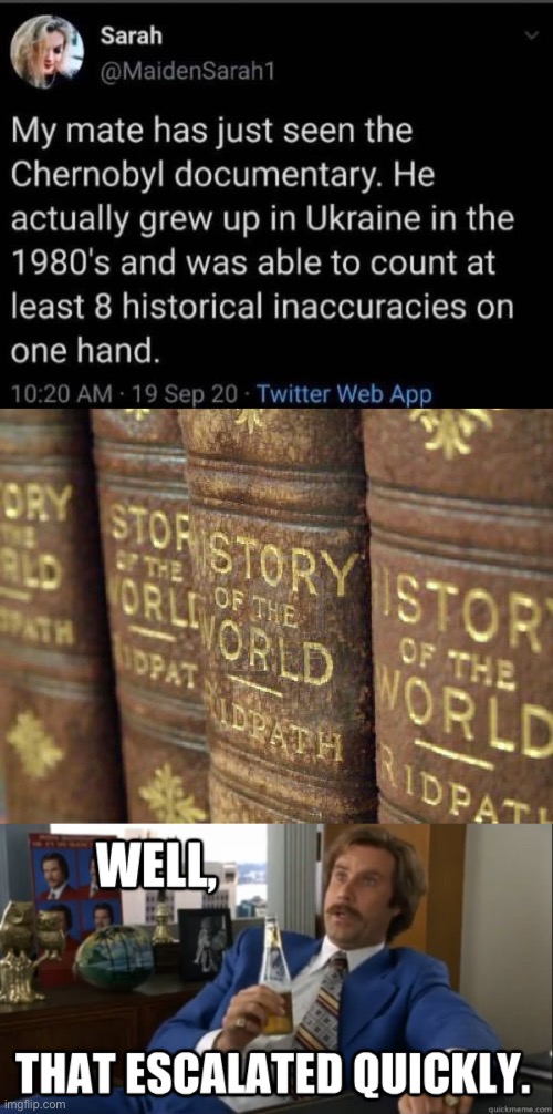 Modern European History | image tagged in history books,will ferrell - well that escalated quickly,ukraine,1980s,chernobyl | made w/ Imgflip meme maker