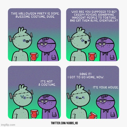 image tagged in halloween,party,costume,home,house,awkward | made w/ Imgflip meme maker