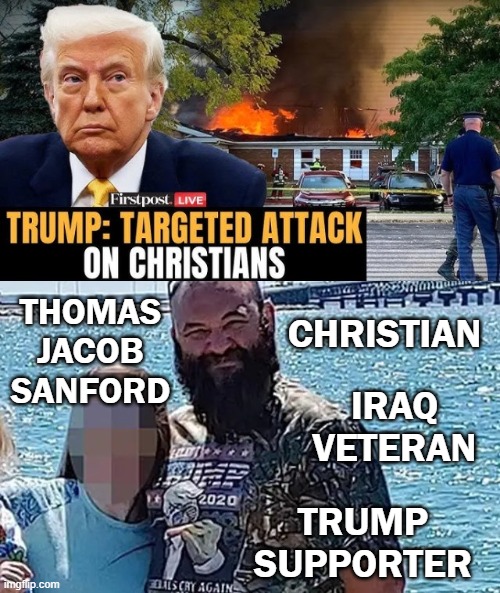 Thomas Jacob Sanford thought mormons were antichrist. | CHRISTIAN; THOMAS JACOB SANFORD; IRAQ VETERAN; TRUMP SUPPORTER | image tagged in mormons,shooter,church,antichrist,religion,donald trump | made w/ Imgflip meme maker