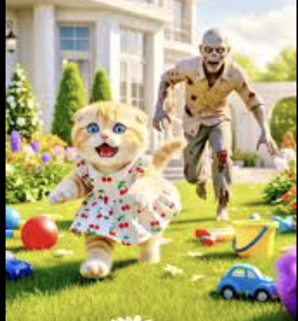 zombie chasing kitty Blank Meme Template
