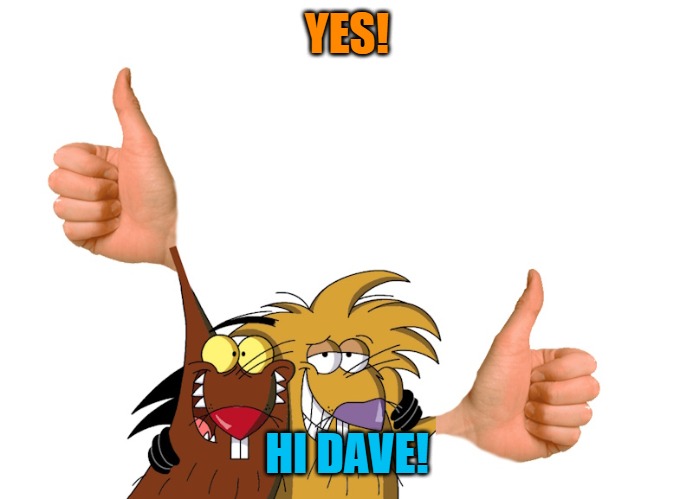thumbs up | YES! HI DAVE! | image tagged in thumbs up | made w/ Imgflip meme maker