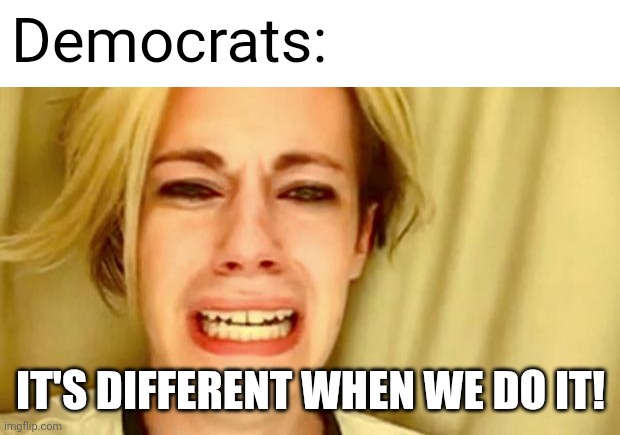 Leave Brittany Alone | IT'S DIFFERENT WHEN WE DO IT! Democrats: | image tagged in leave brittany alone | made w/ Imgflip meme maker