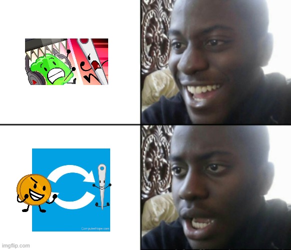 BFDI Coiny and BFDI Needle | image tagged in happy / shock | made w/ Imgflip meme maker