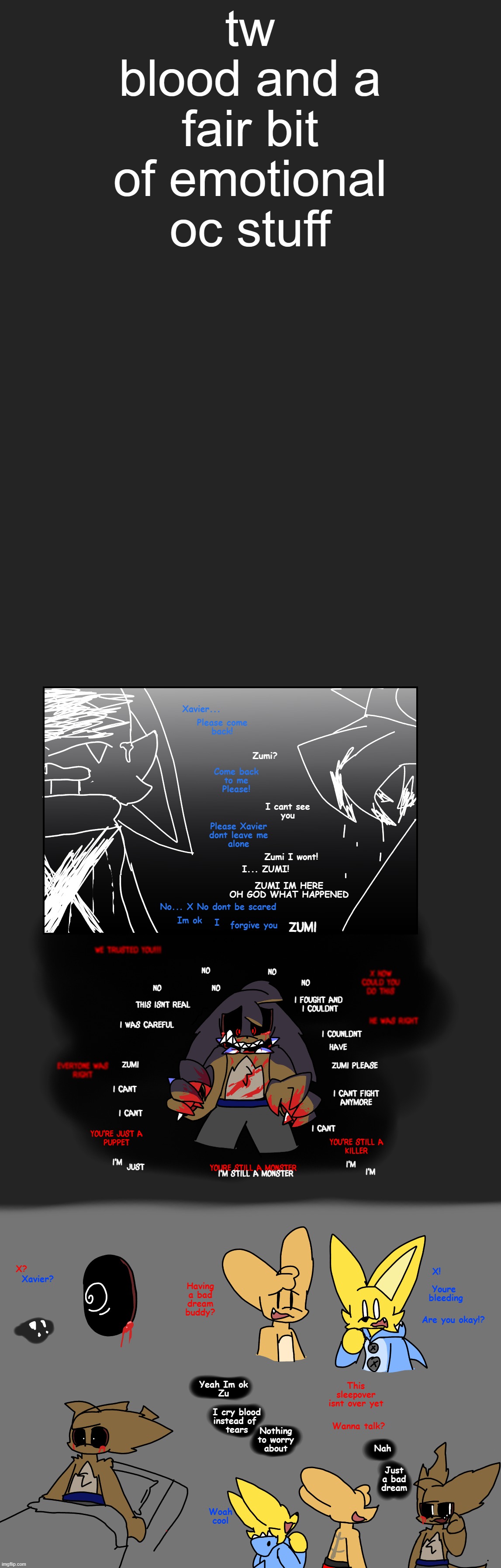 Nightmare | tw
blood and a fair bit of emotional oc stuff | image tagged in nsfw for blood and emotional trauma | made w/ Imgflip meme maker