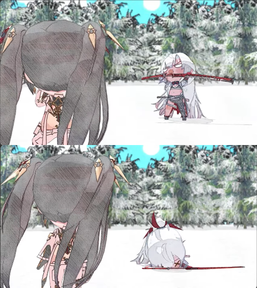 High Quality Alpha breaking her back (Punishing: Gray Raven) Blank Meme Template