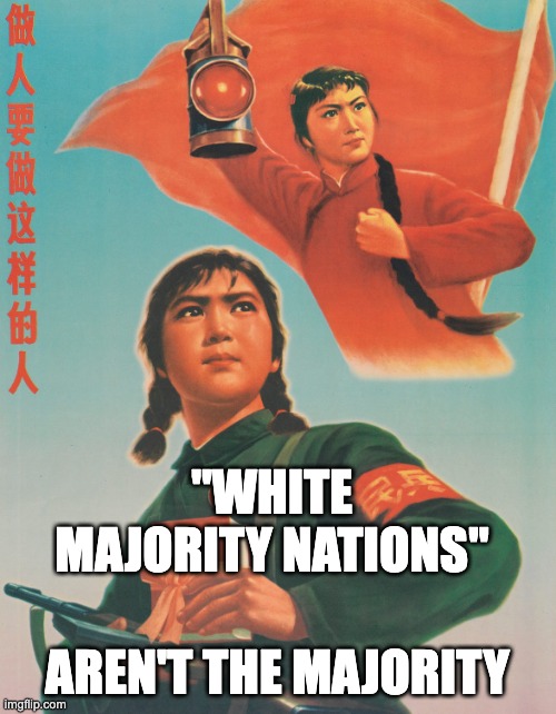 Chinese Revolutionary Girl Soldier | "WHITE MAJORITY NATIONS" AREN'T THE MAJORITY | image tagged in chinese revolutionary girl soldier | made w/ Imgflip meme maker