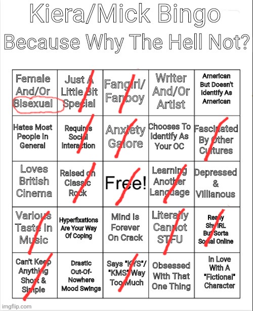 Kiera/Mick Bingo | image tagged in kiera/mick bingo | made w/ Imgflip meme maker