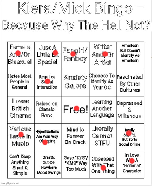 Kiera/Mick Bingo | image tagged in kiera/mick bingo | made w/ Imgflip meme maker