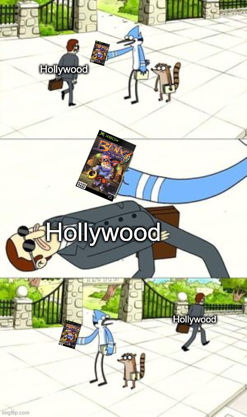 If Nintendo and Sega's mascots got movies, why not Microsoft's? | Hollywood; Hollywood; Hollywood | image tagged in memes,movies,hollywood,blinx,video game movies | made w/ Imgflip meme maker