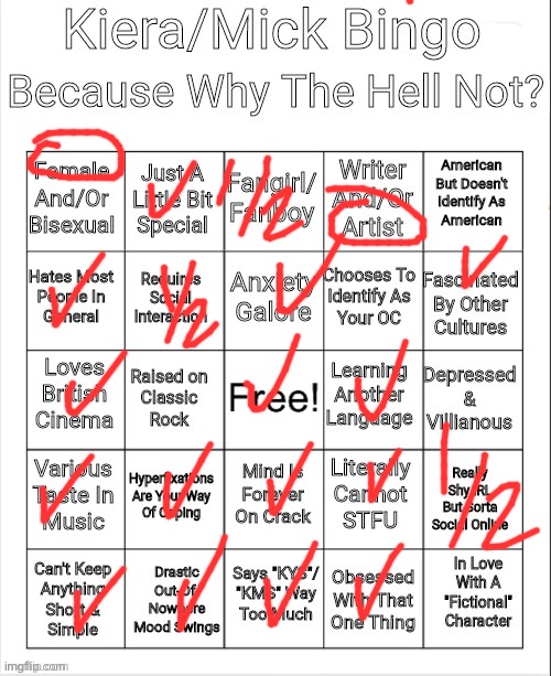 Kiera/Mick Bingo | image tagged in kiera/mick bingo | made w/ Imgflip meme maker
