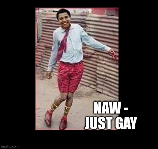 OBAMA GAY | NAW -
JUST GAY | image tagged in obama gay | made w/ Imgflip meme maker