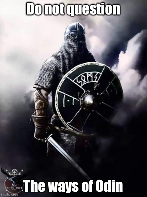 Odin | Do not question; The ways of Odin | image tagged in viking warrior,odin | made w/ Imgflip meme maker