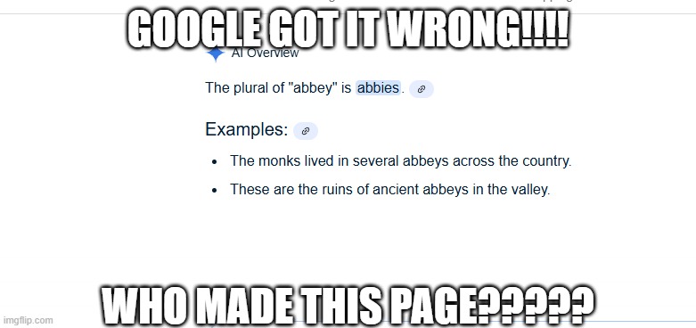 GOOGLE GOT IT WRONG!!!! WHO MADE THIS PAGE????? | image tagged in memes,you had one job just the one | made w/ Imgflip meme maker