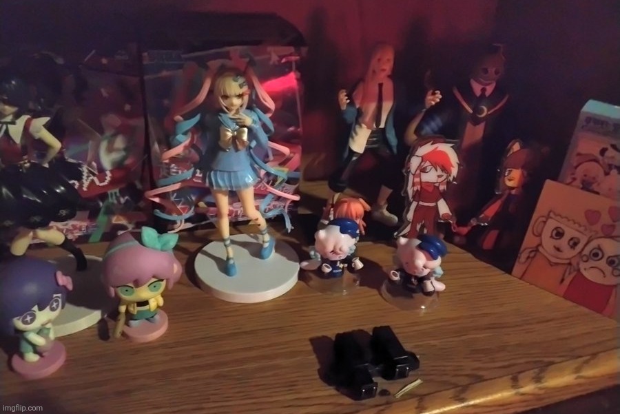 my weird collectable things sorry for the actual horrid lighting | made w/ Imgflip meme maker